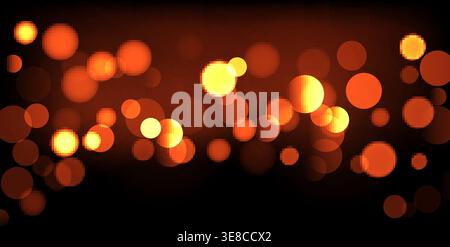 Golden bokeh light effect glowing blurred circles background. Blurred bokeh abstract background. Stock Vector
