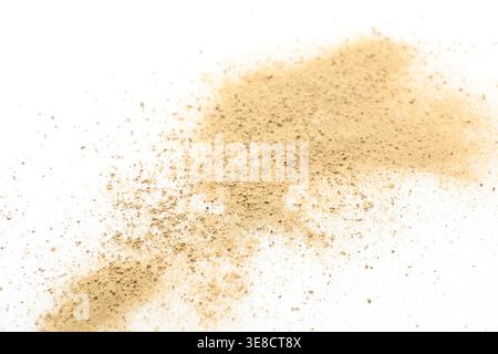 Pile of brown dust scattered on white background Stock Photo