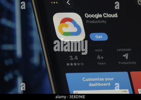 Dhaka, Bangladesh- 24 Oct 2025: A iPad screen displaying the Google Cloud app on App store Stock Photo