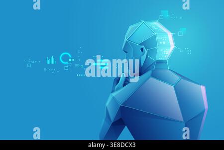 concept of machine learning of technology revolution, graphic of artificial intelligence thinking with futuristic element Stock Vector