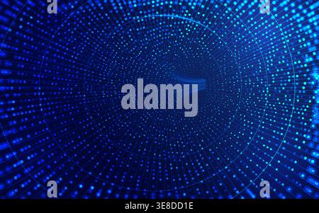futuristic key visual of digital transformation or big data, graphic of dotted tunnel Stock Vector