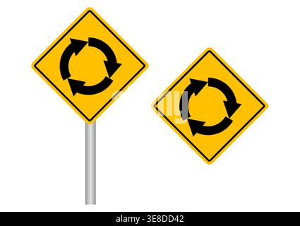 Traffic Sign. Roundabout Road Sign. Vector Illustration. Stock Vector