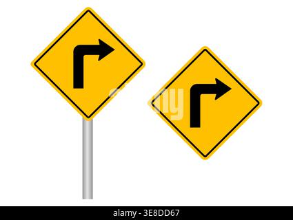 Traffic Sign. Turn Right Road Sign. Vector Illustration. Stock Vector