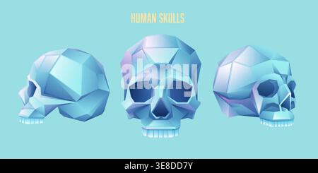 graphic of human skull presented with vivid color low poly style Stock Vector