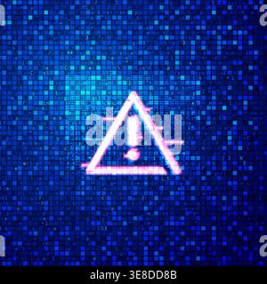 concept of cyber attack or cyber security, graphic of warning sign with programming script background Stock Vector