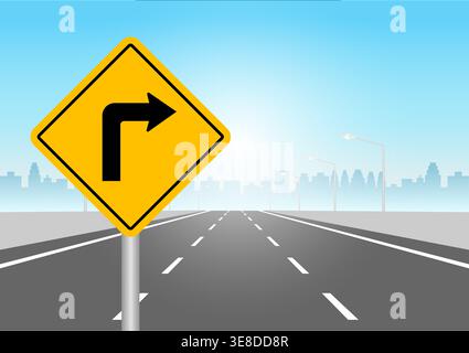 Traffic Sign. Turn Right Road Sign. Vector Illustration. Stock Vector