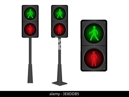 Pedestrian Traffic Light. Vector Illustration. Stock Vector