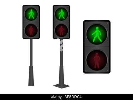 Pedestrian Traffic Light. Vector Illustration. Stock Vector