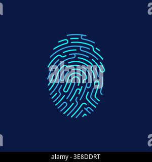 concept of cyber security or biometrics, an editable path graphic of fingerprint combined with maze Stock Vector