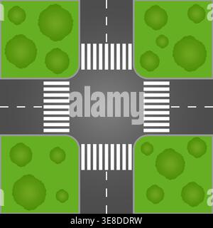 Crosswalk. Pedestrian Crossing Road. Zebra Crossing. Vector Illustration. Stock Vector