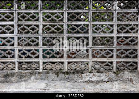 Ventilation Brick Block Wall Air Hole Pattern, A photo of ventilation brick block wall, repeating geometric holes on textured gray bricks, perfect for Stock Photo