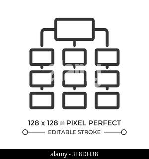 Multi level hierarchy pixel perfect line icon Stock Vector