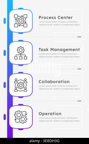 Process automation tools blue gradient infographic 4 steps Stock Vector
