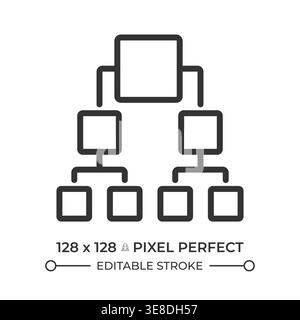 Binary tree pixel perfect line icon Stock Vector