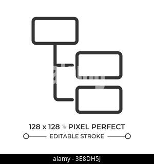 Tree structure pixel perfect line icon Stock Vector