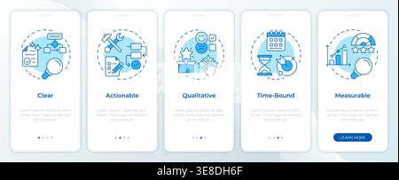 Essential okr values blue onboarding mobile app screen Stock Vector
