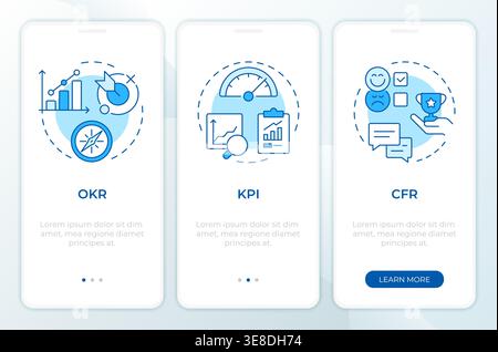 Staff management systems blue onboarding mobile app screen Stock Vector