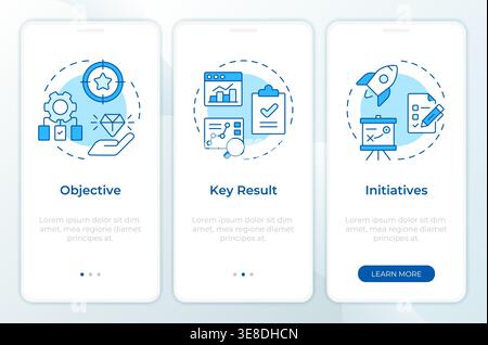 Structural okr models blue onboarding mobile app screen Stock Vector