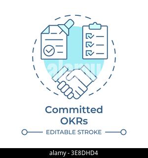 Committed okrs soft blue concept icon Stock Vector