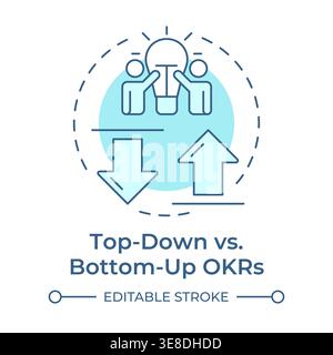 Top down versus bottom up okrs soft blue concept icon Stock Vector