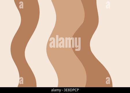 Neutral beige and brown abstract wave background, soft flowing organic shapes, minimal earthy palette design, modern elegant wallpaper for branding Stock Vector