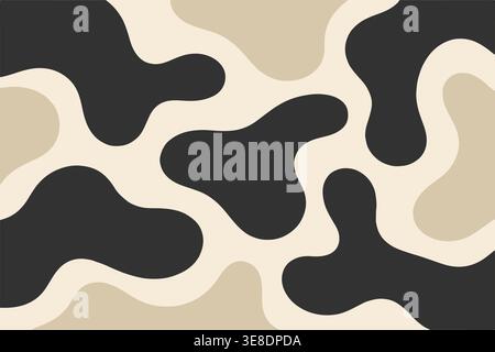 Black and cream organic camouflage seamless abstract pattern Stock Vector