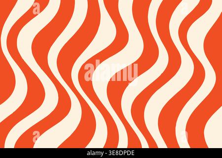 Orange and cream flowing striped seamless abstract pattern Stock Vector