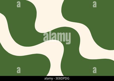 Green and cream bold organic seamless abstract pattern Stock Vector