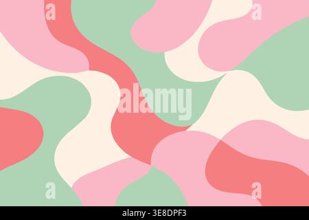 Pastel green and coral organic abstract camouflage pattern Stock Vector