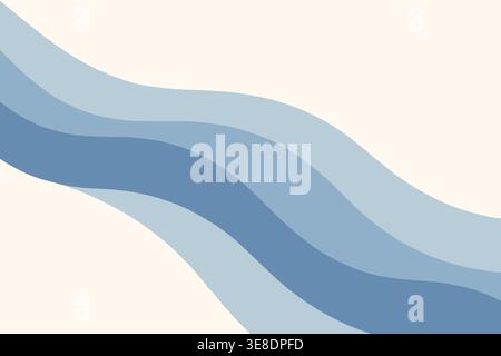 Blue layered flowing wave abstract background Stock Vector