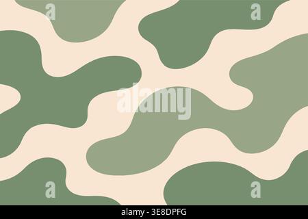 Green and cream organic camouflage seamless abstract pattern Stock Vector