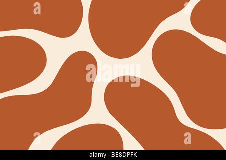 Brown and cream organic blob seamless abstract pattern Stock Vector