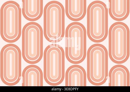 Peach rounded geometric seamless retro abstract pattern Stock Vector