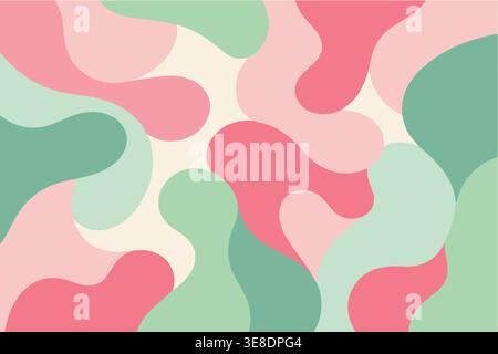 Pastel green and coral organic camouflage seamless pattern Stock Vector
