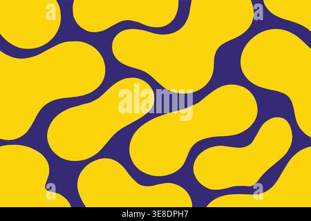 Yellow and blue organic blob seamless abstract pattern Stock Vector