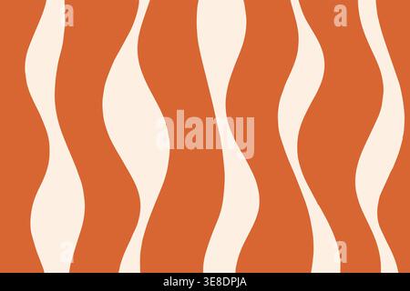 Orange and cream flowing wavy stripe seamless abstract pattern Stock Vector