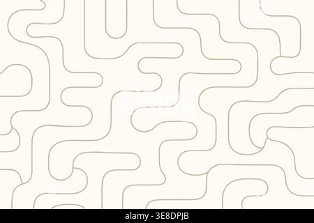 Beige organic maze seamless abstract line pattern background Stock Vector
