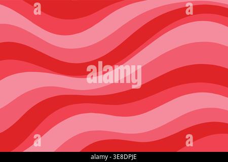Red abstract layered wave background, flowing gradient stripes, modern dynamic design, bold minimal wallpaper for branding and digital use Stock Vector