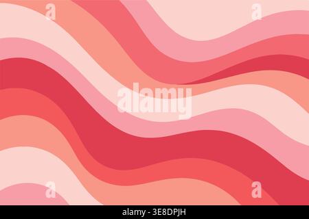 Red layered wave abstract background, flowing gradient curves, modern dynamic design, minimal wallpaper for branding and digital use Stock Vector