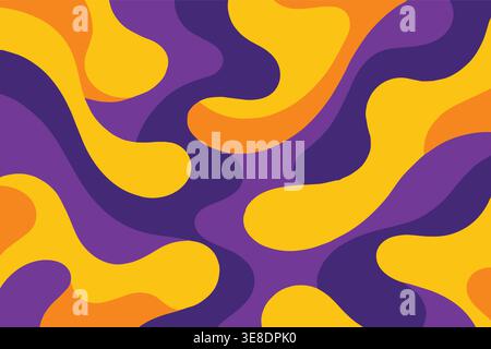 Purple and yellow abstract organic shapes background, bold fluid blobs composition, vibrant modern design for wallpaper, posters and branding Stock Vector
