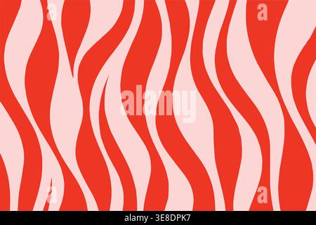 Red abstract wavy lines background, flowing vertical stripes pattern, modern dynamic design, bold minimal wallpaper for branding and digital use Stock Vector