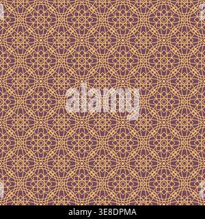 Islamic pattern with gold line on purple background. Vector arabic geometric line seamless pattern. Eid mubarak, Ramadan Kareemn traditional design. Stock Vector