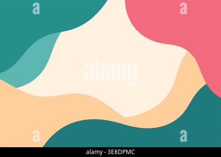 Green coral and cream abstract fluid shapes background, modern organic wave composition, minimal trendy design for branding and wallpaper Stock Vector