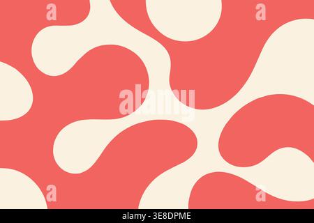 Red and cream abstract organic shapes background, modern fluid blob pattern, retro minimal design for wallpaper, branding and digital use Stock Vector