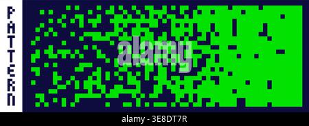 Pixel art halftone green rectangular random pattern. Stock Vector