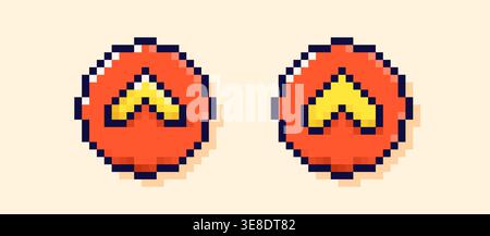 Swipe up pixel art red buttons. Stock Vector