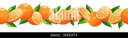 Vector seamless border with oranges Stock Vector