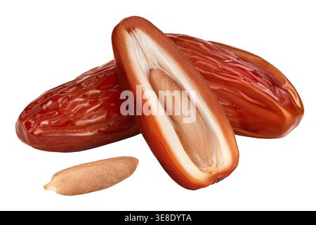 Dates isolated on white background with full depth of field. Stock Photo