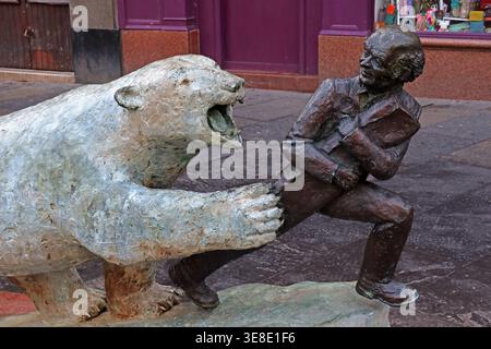 Mr Jamieson the Draper and the Polar Bear, usually nicknamed Bruin. Stock Photo