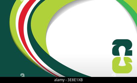 Mexican national flag ribbon background for 2026 football tournament. Green red and white wavy ribbons with trophy silhouette for soccer world champio Stock Vector